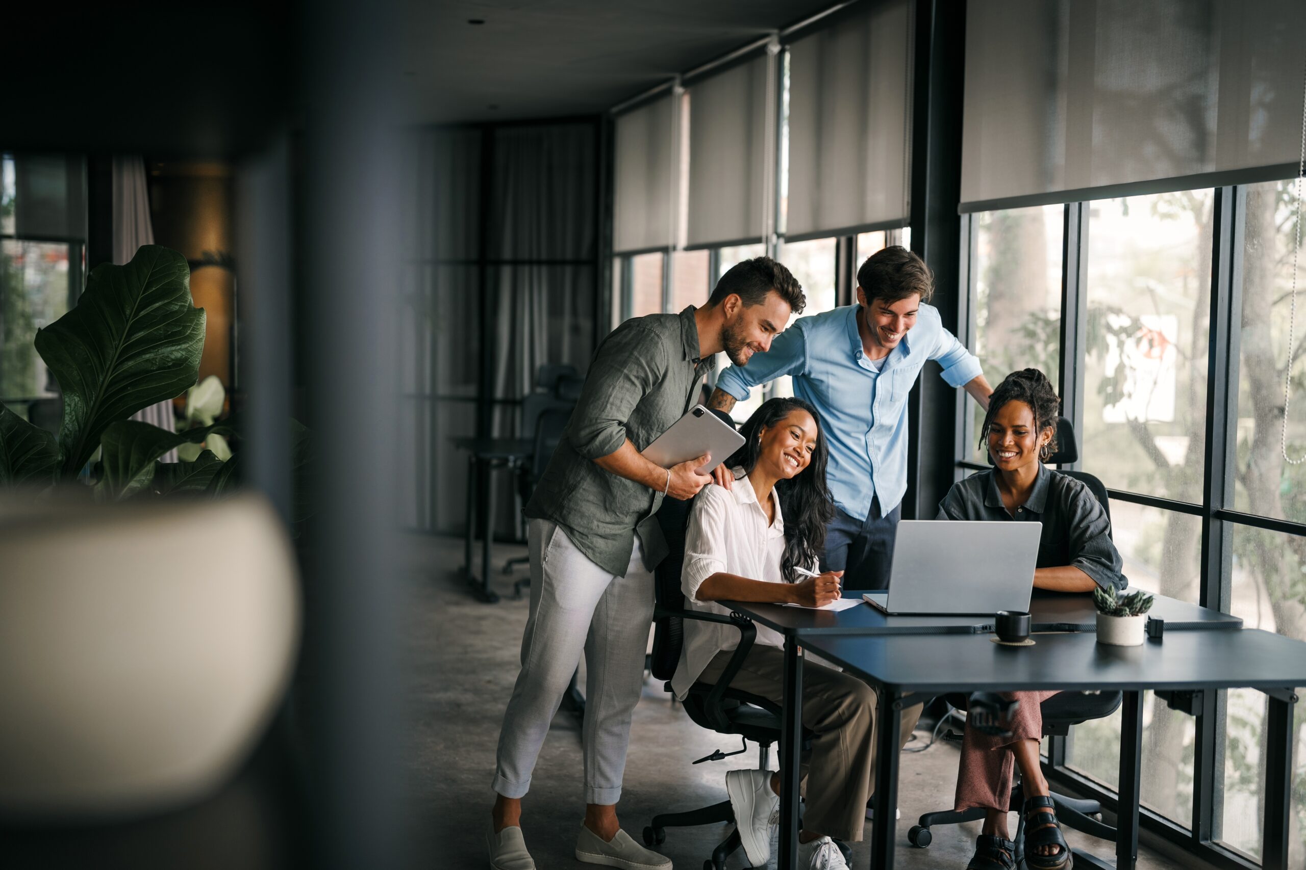 successful sales team working together